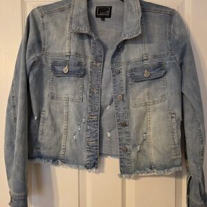 Light Blue Distressed Jean Jacket